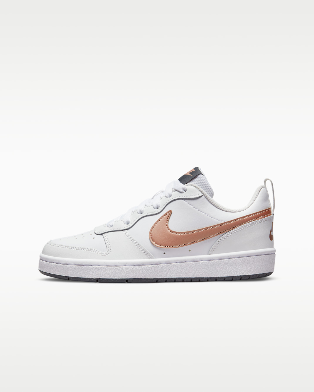 Calzado para niños grandes Nike Court Borough Low 2 - Blanco/Blanco cumbre/Gris humo oscuro/Bronce rojo metálico