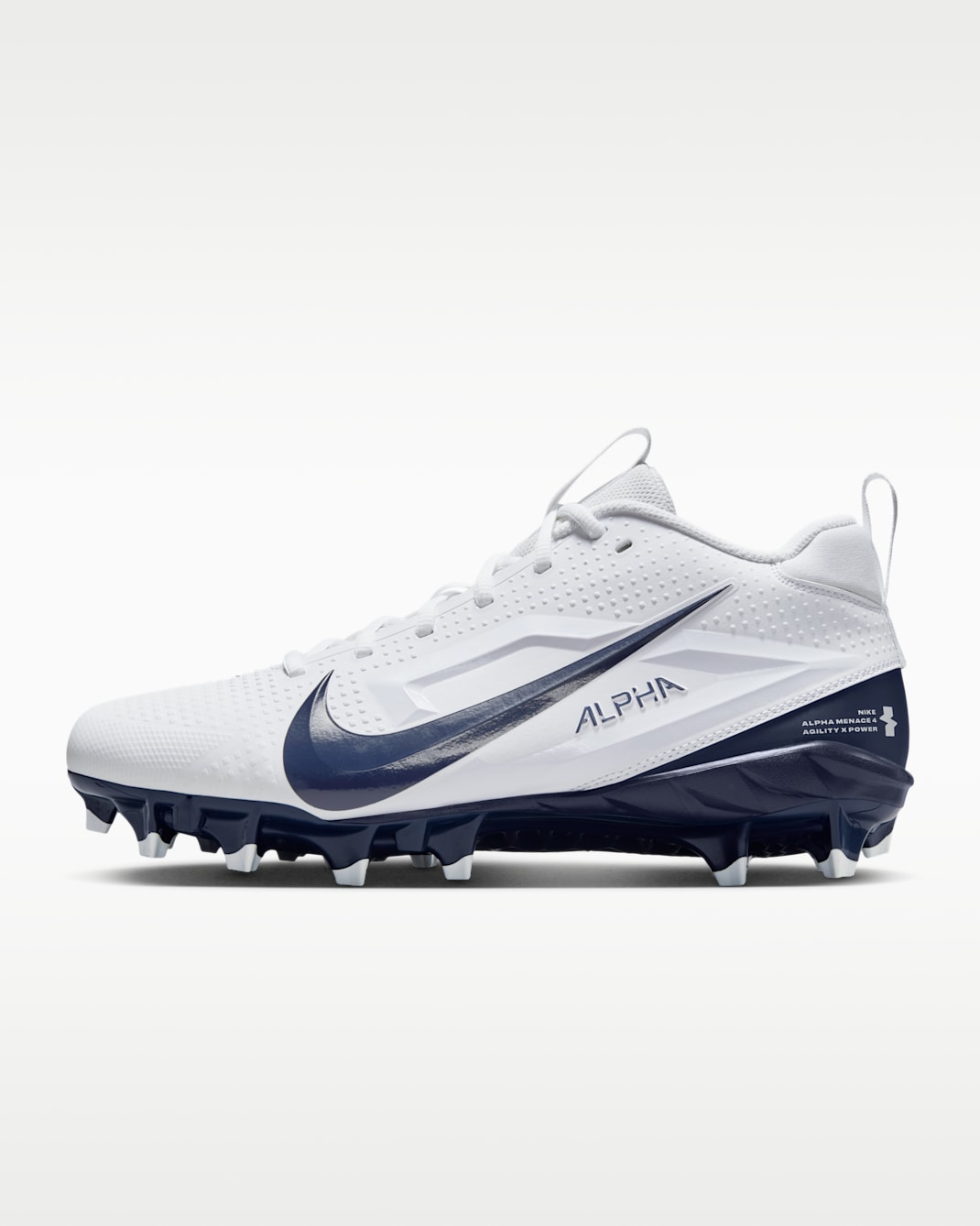 Nike Alpha Menace 4 Varsity Football Cleats - White/Midnight Navy/Photon Dust/Midnight Navy