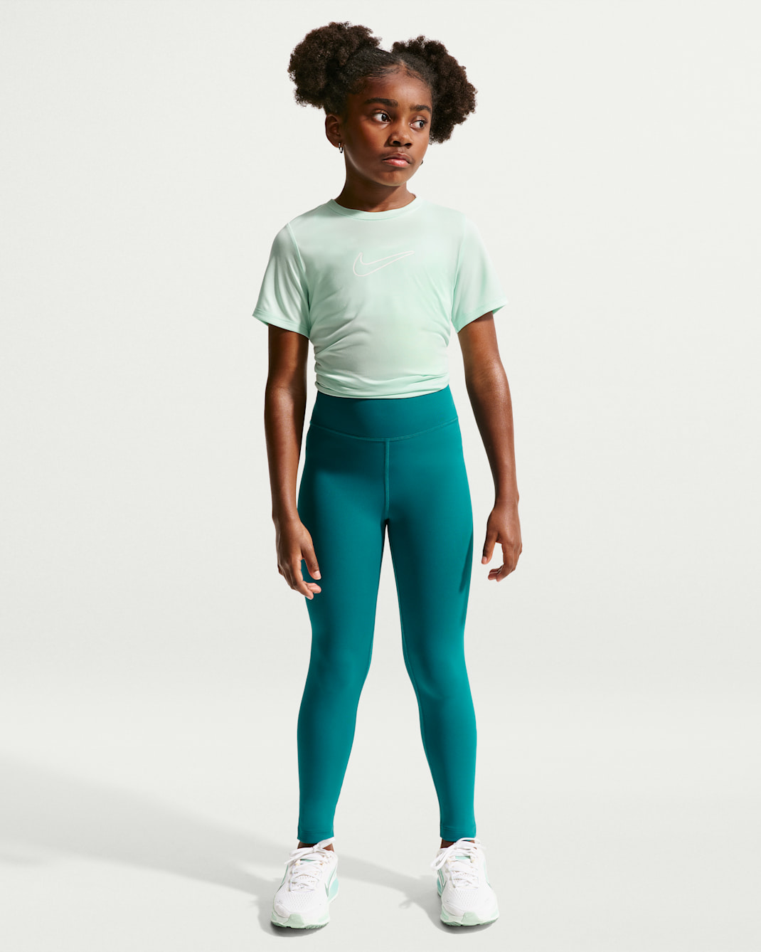 Nike One Older Kids' (Girls') Dri-FIT High-Waisted Leggings - Bright Spruce/White