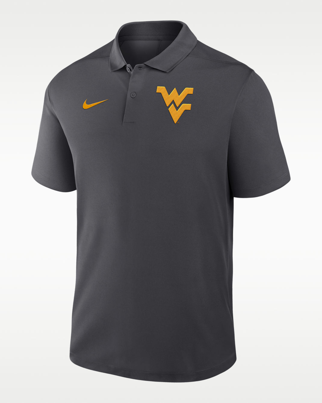 Polo universitario Nike Dri-FIT para hombre West Virginia Primetime Victory Primary Logo - Antracita