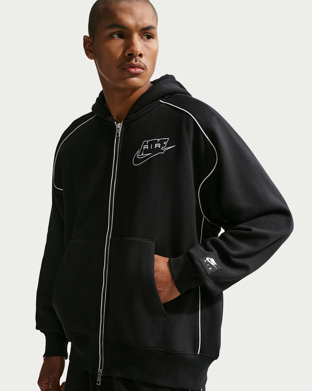 Nike Air Men's Full-Zip Fleece Hoodie - Black/White/White