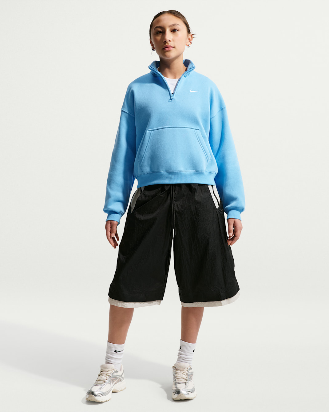 Nike Sportswear Studio Fleece Big Kids' (Girls') Oversized 1/4-Zip Top
