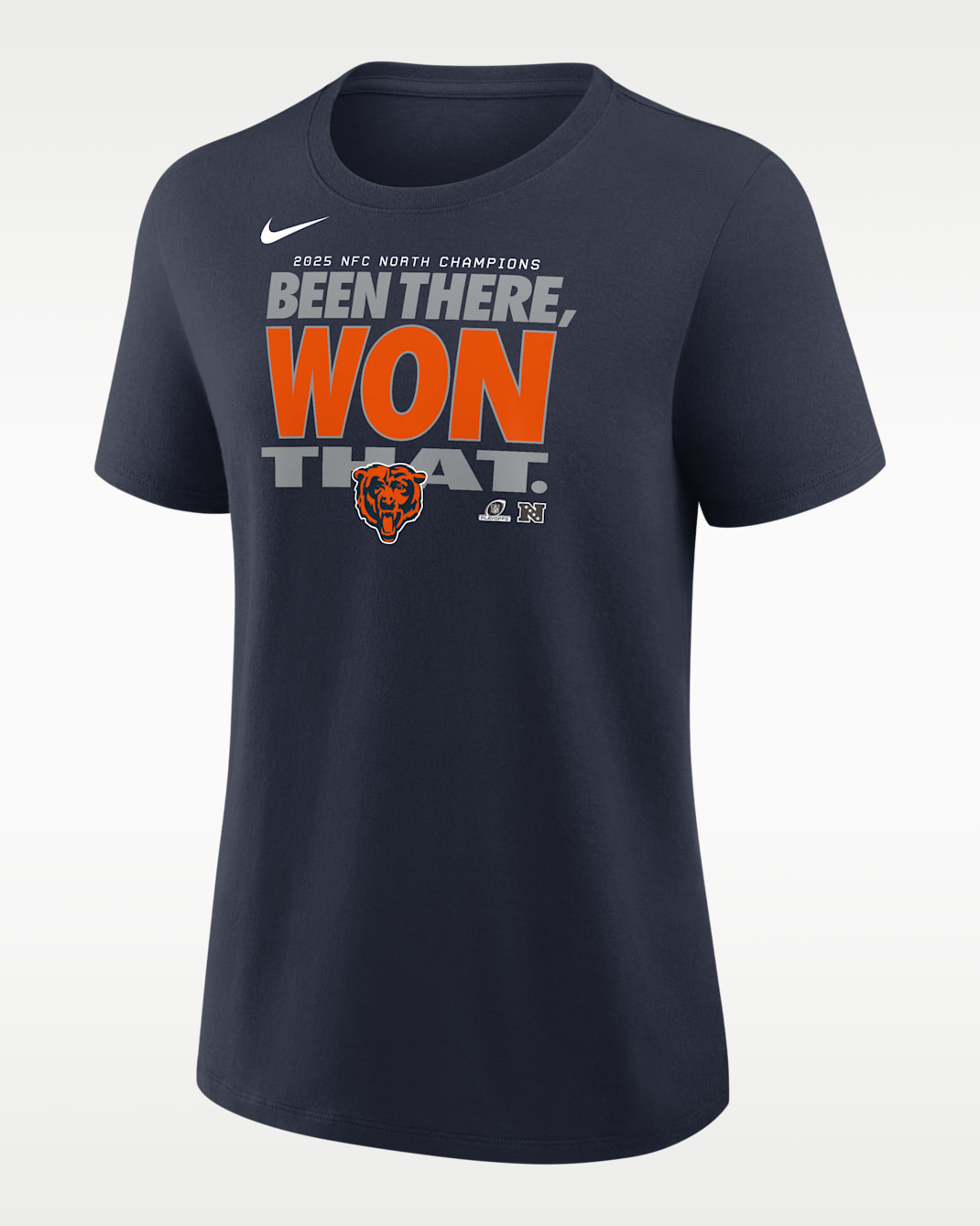 Playera Nike de la NFL para mujer Chicago Bears 2025 NFC North Champions Trophy - Azul marino