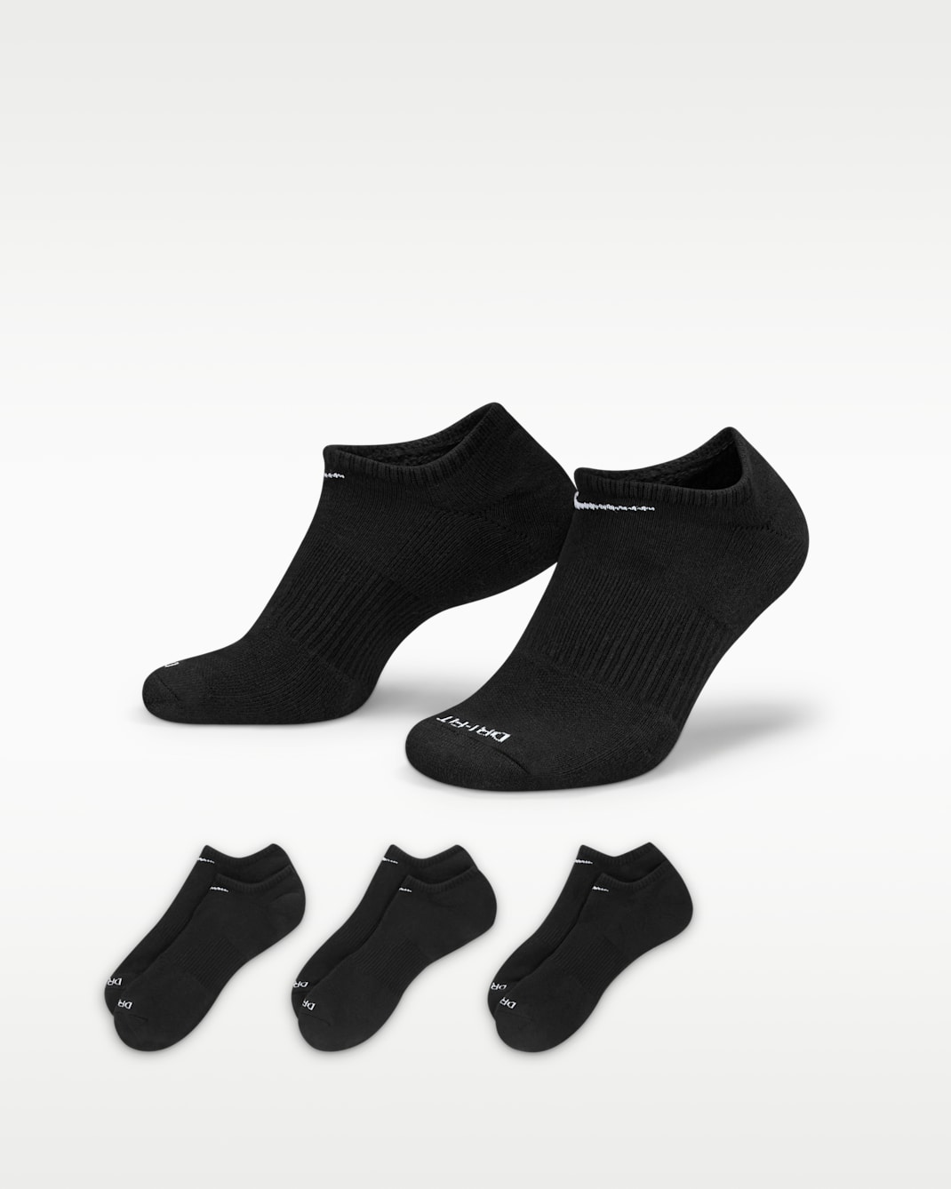 Nike Everyday Plus Cushion Training No-Show Socks (3 Pairs) - Black/White