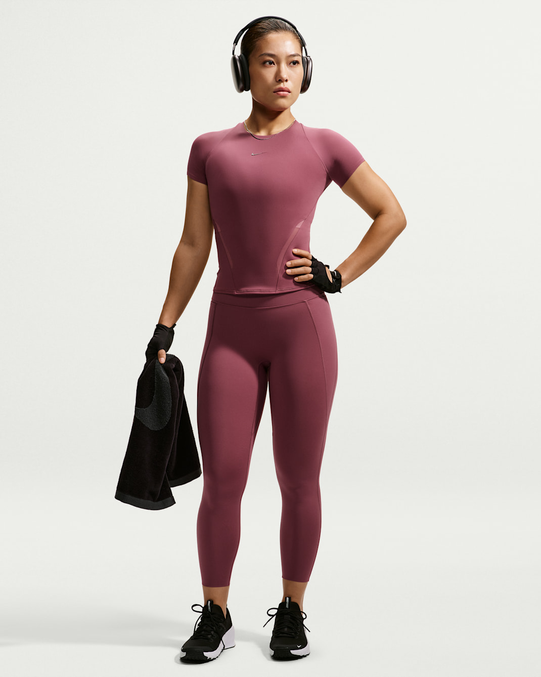 Nike Universa Women's High-Waisted 7/8 Leggings with No Front Seam - Pink Smoke/Pink Smoke/Mystic Dates