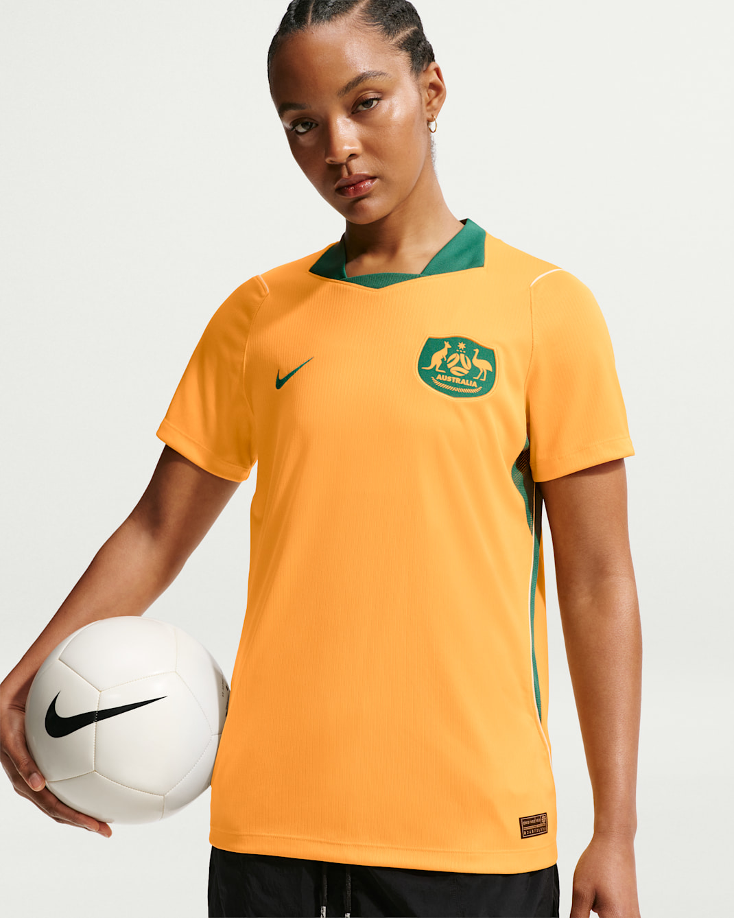 Australia 2026 Stadium Home Women's Nike Dri-FIT Football Jersey - Sport Gold/Mystic Green/Sail/Mystic Green