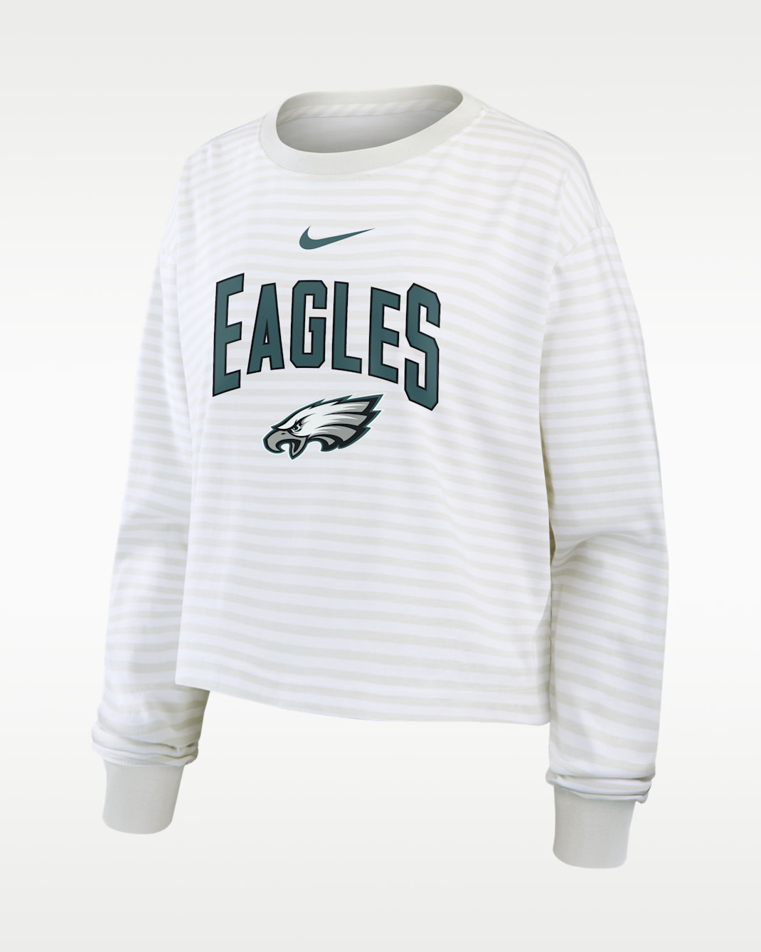 Philadelphia Eagles Primetime Women's Nike Cropped Long-Sleeve T-Shirt - White/Grey