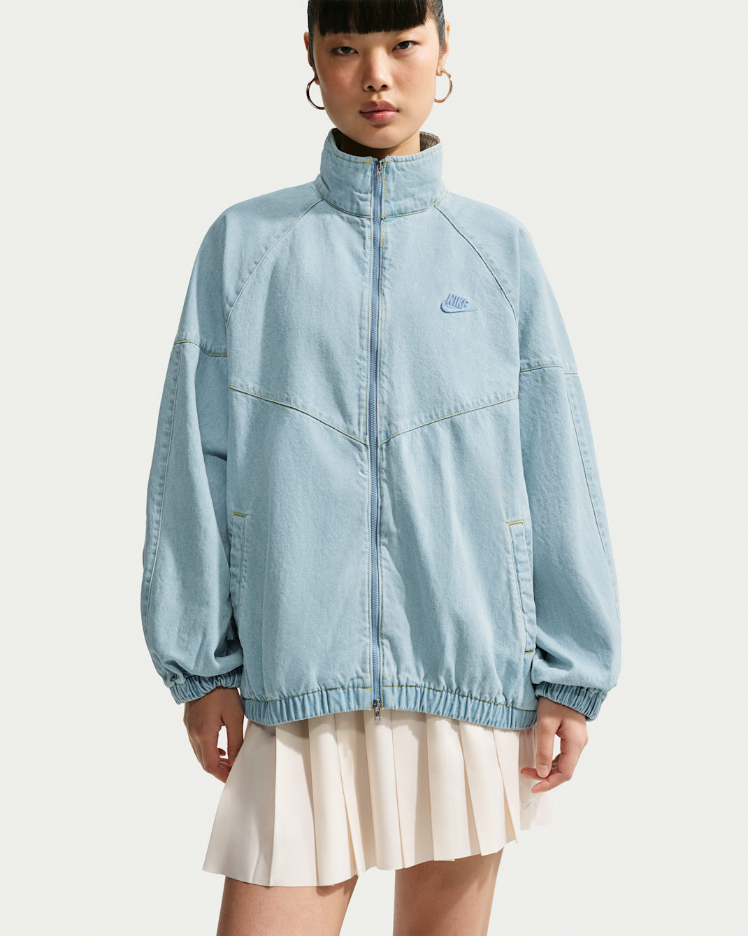 Nike Windrunner Women's Oversized Denim Jacket - Light Armoury Blue/Work Blue