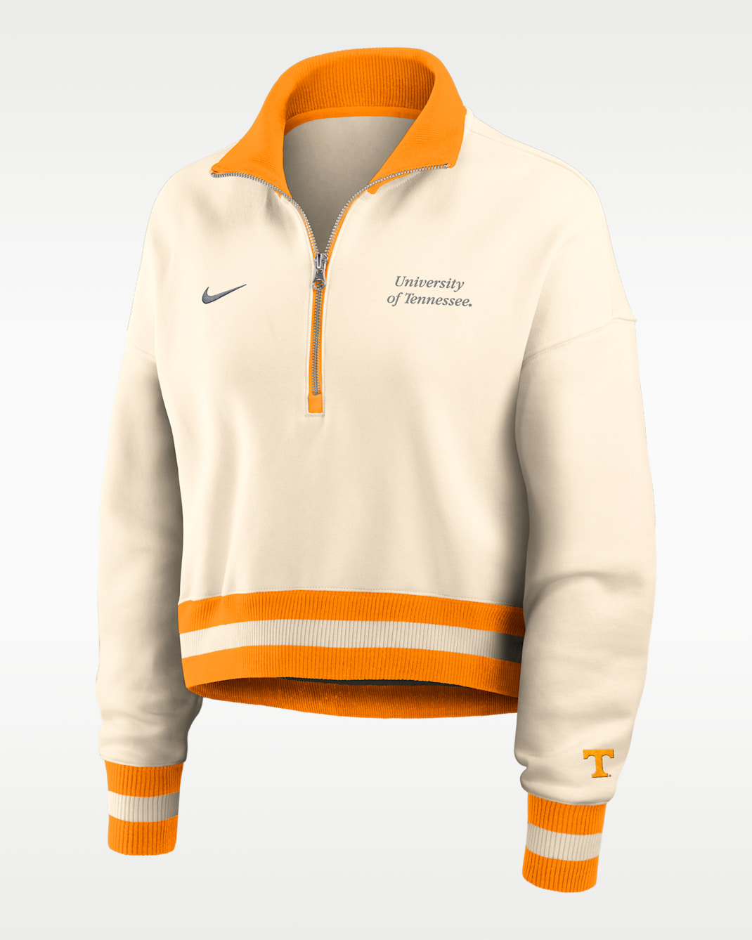 Tennessee Legacy Women's Nike College Cropped 1/4-Zip Crew - Tan/Beige