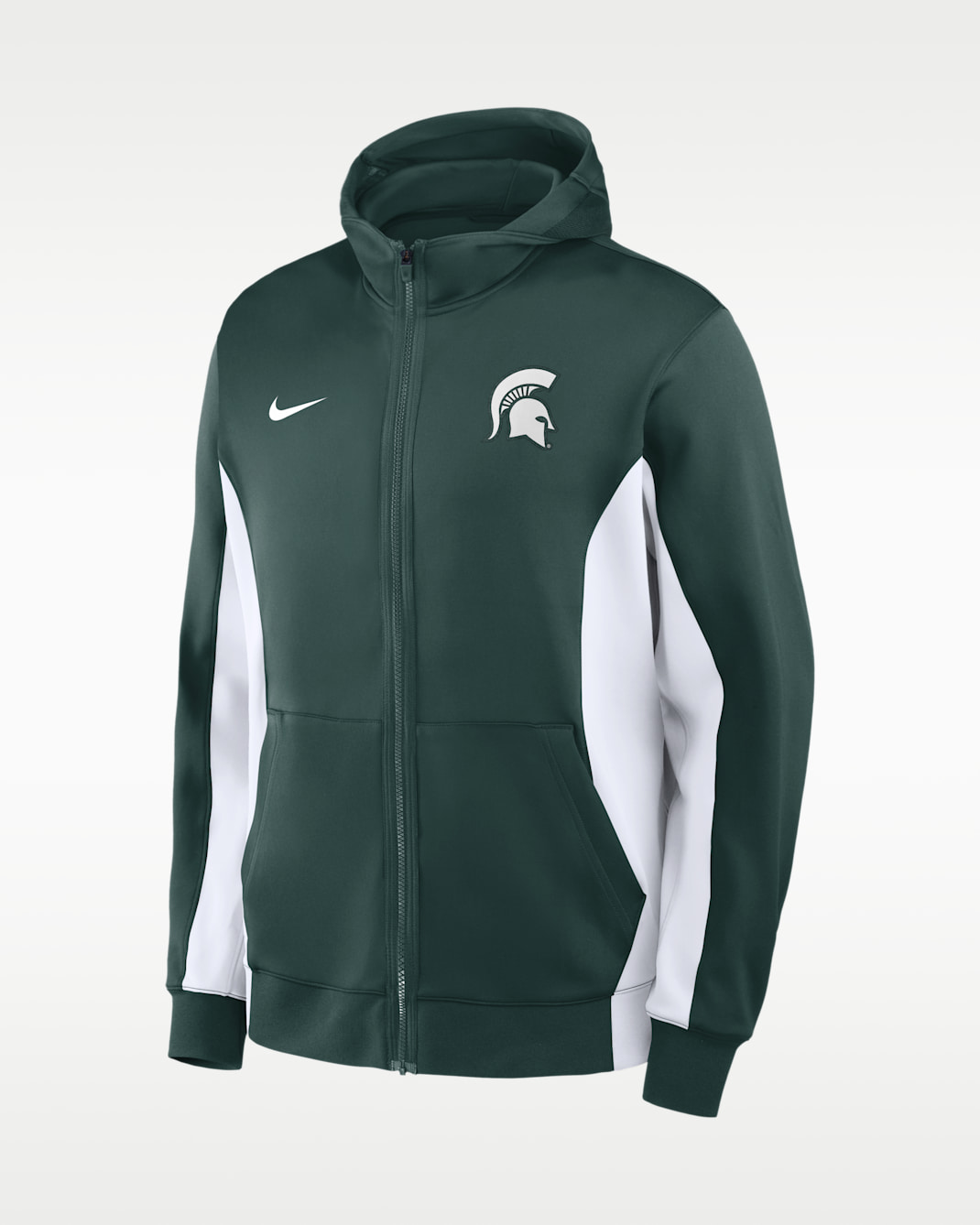 Michigan State Courtside Men's Nike Dri-FIT College Full-Zip Jacket - Green/White