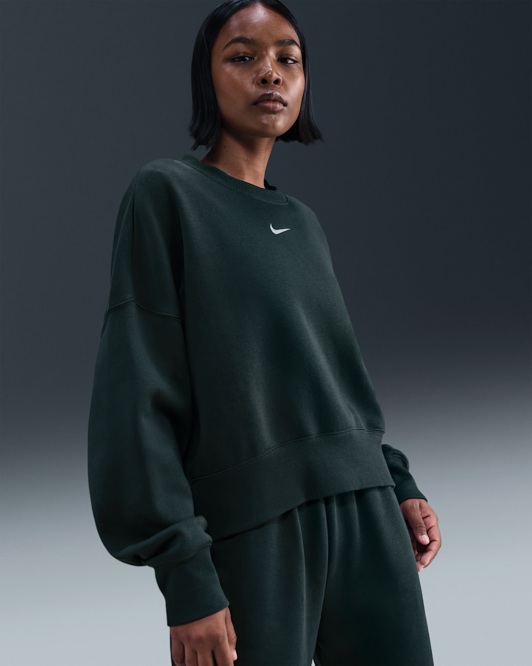 Sudadera sin cierre de cuello redondo extra oversized para mujer Nike Sportswear Phoenix Fleece - Alga/Vela