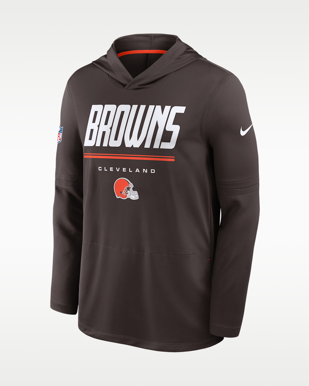 Cleveland Browns Sideline Men's Nike Dri-FIT NFL Long-Sleeve Hooded Top - Brown
