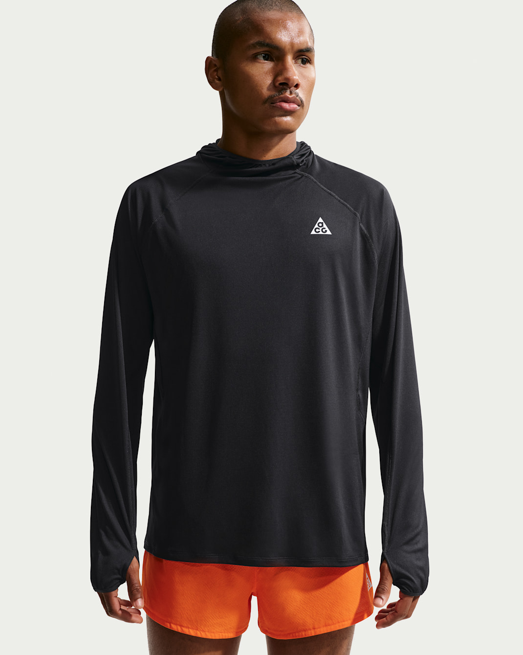 Nike ACG "Solar Chase" Men's Dri-FIT UV Protection Hooded Trail Running Top - Black/Black/Summit White