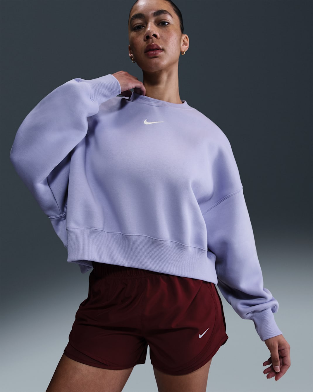 Sudadera sin cierre de cuello redondo extra oversized para mujer Nike Sportswear Phoenix Fleece - Hielo lila/Vela