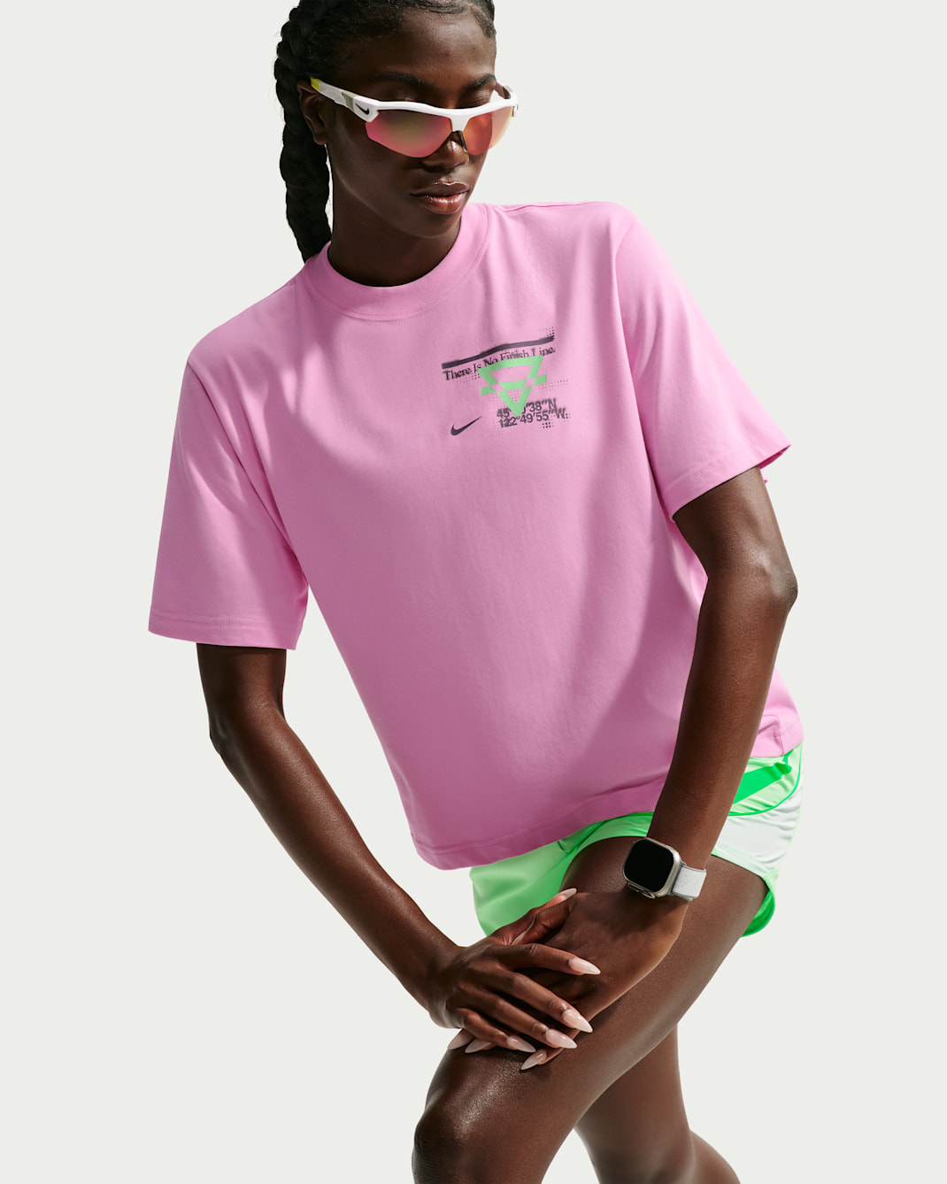 Nike Swift Women's Dri-FIT Running T-Shirt - Pink Rise/Illusion Green