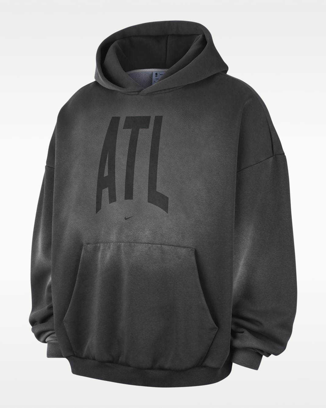 Atlanta Hawks Standard Issue Men's Therma-FIT Fleece Basketball Pullover Hoodie - Dark Charcoal/White/White