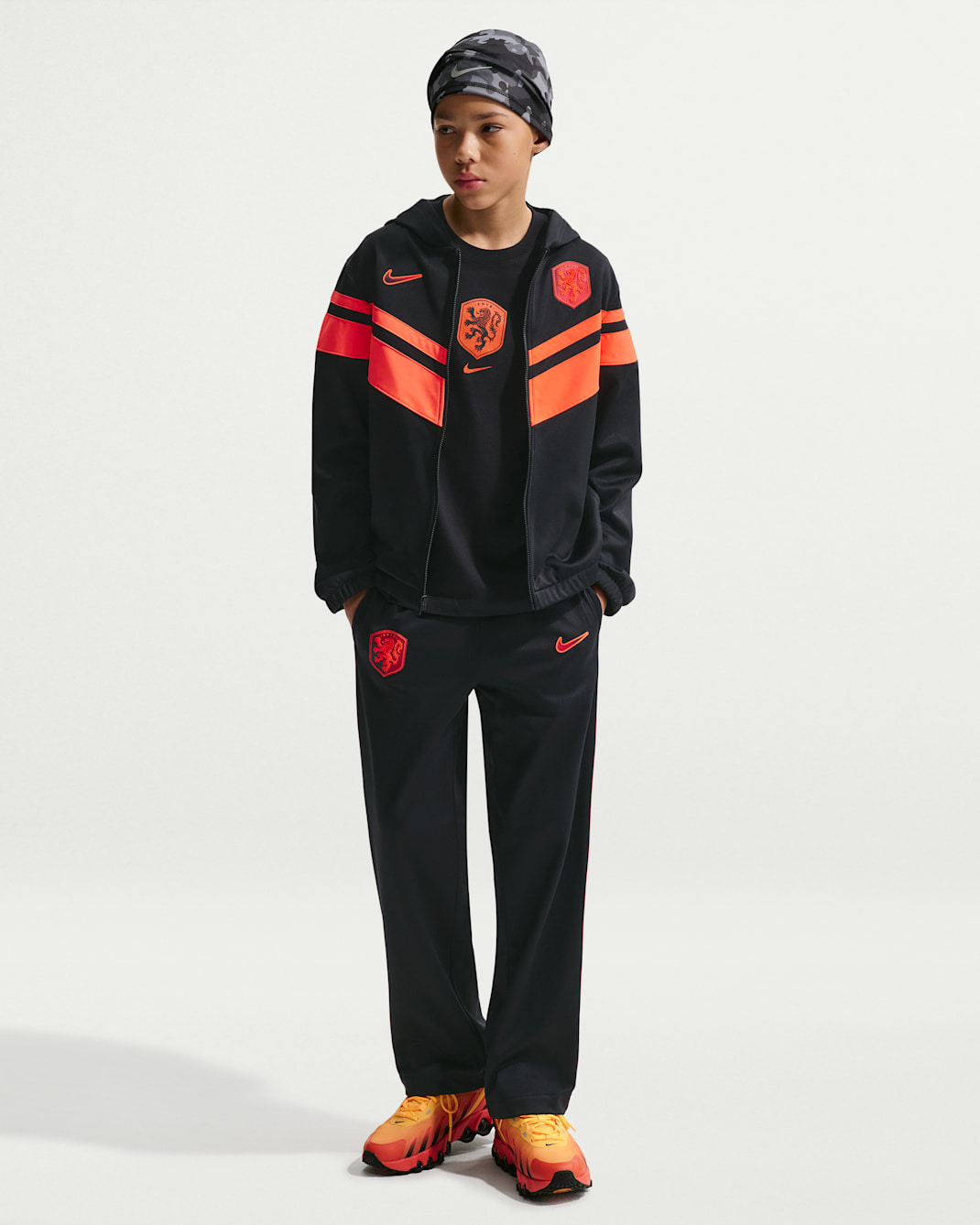 Tuta da calcio con cappuccio Nike Dri-FIT Olanda – Ragazzo/a - Nero/Hyper Crimson/Hyper Crimson