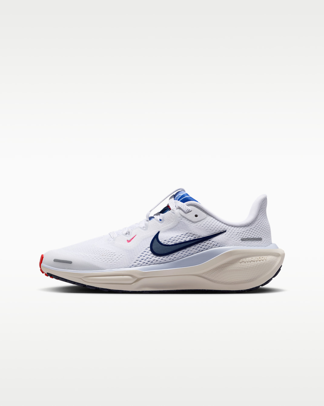 Tenis para niños grandes Nike Air Zoom Pegasus 41 - Blanco/Perla suave/Fantasma/Azul marino medianoche