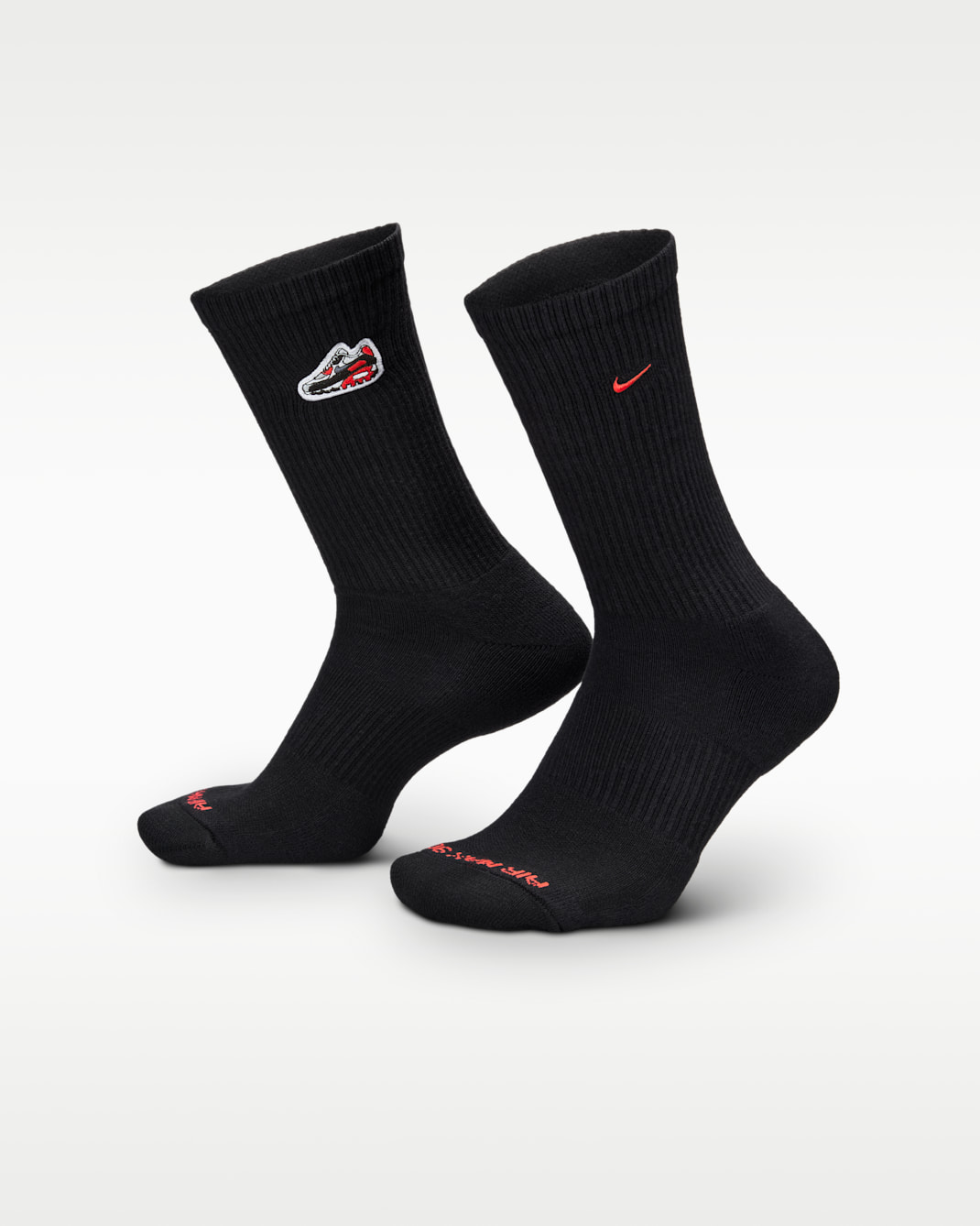 Nike Air Max 90 Everyday Plus Cushioned Crew Socks (1 Pair) - Black/Bright Crimson