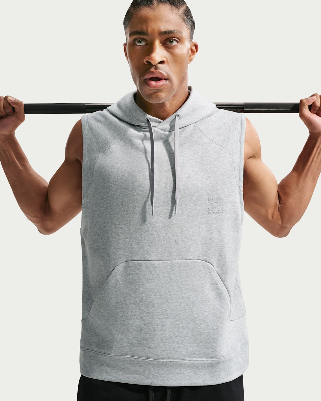 Nike N.A.C. Men's Dri-FIT Fleece Sleeveless Training Hoodie - Light Smoke Grey/Heather/Light Smoke Grey