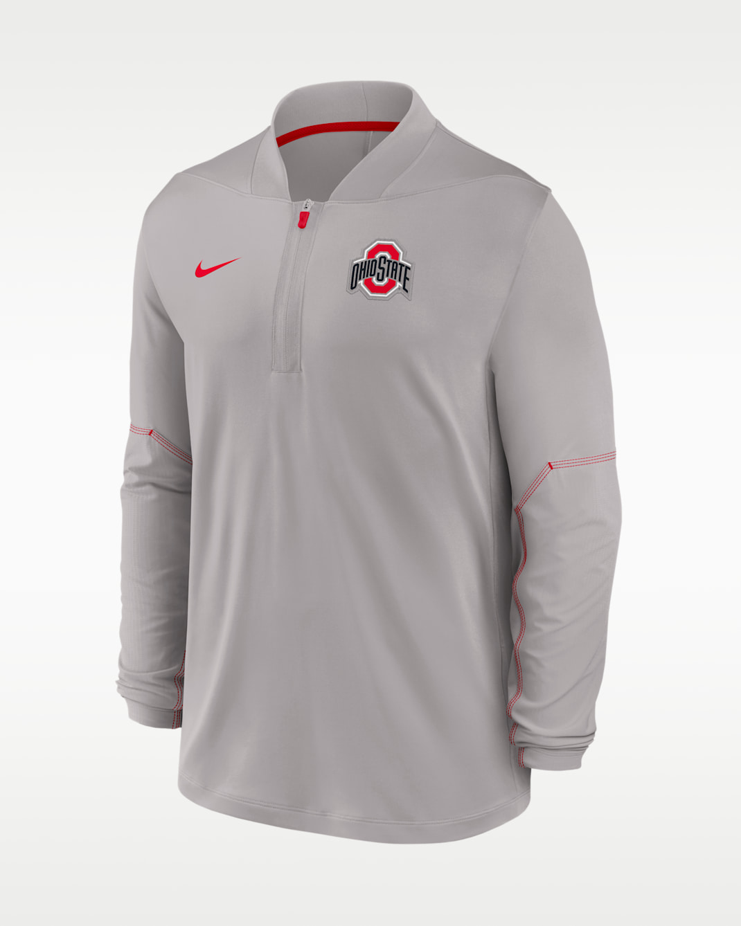 Ohio State Sideline Men's Nike Dri-FIT College 1/2-Zip Top - Pewter Grey/University Red