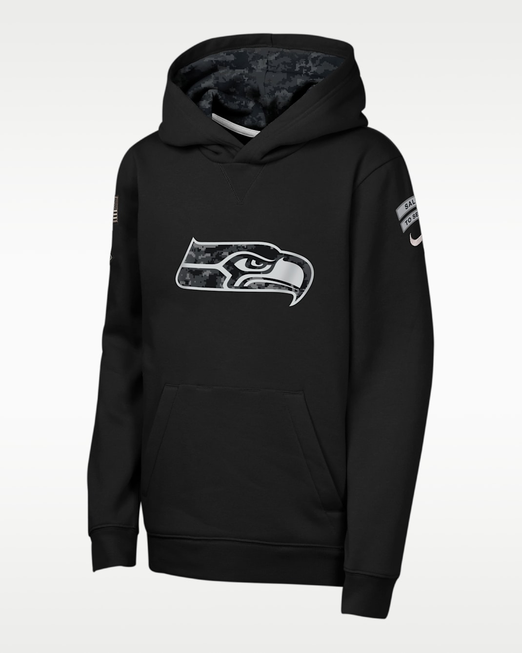 Sudadera con gorro sin cierre Nike de la NFL para niños talla grande Seattle Seahawks Salute to Service Sideline Club - Negro