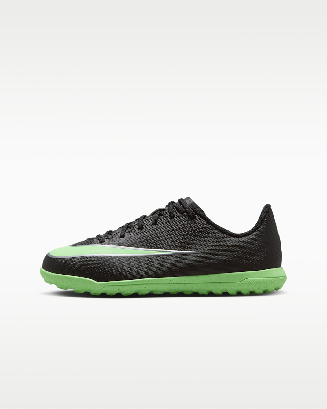 Nike Jr. Mercurial Vapor 17 Club Big Kids' Turf Low-Top Soccer Shoes - Black/Black/Illusion Green