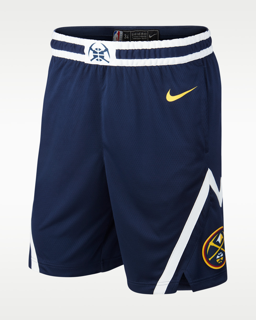 Shorts Nike NBA Swingman para hombre Denver Nuggets Icon Edition - Azul marino universitario/Blanco/Blanco