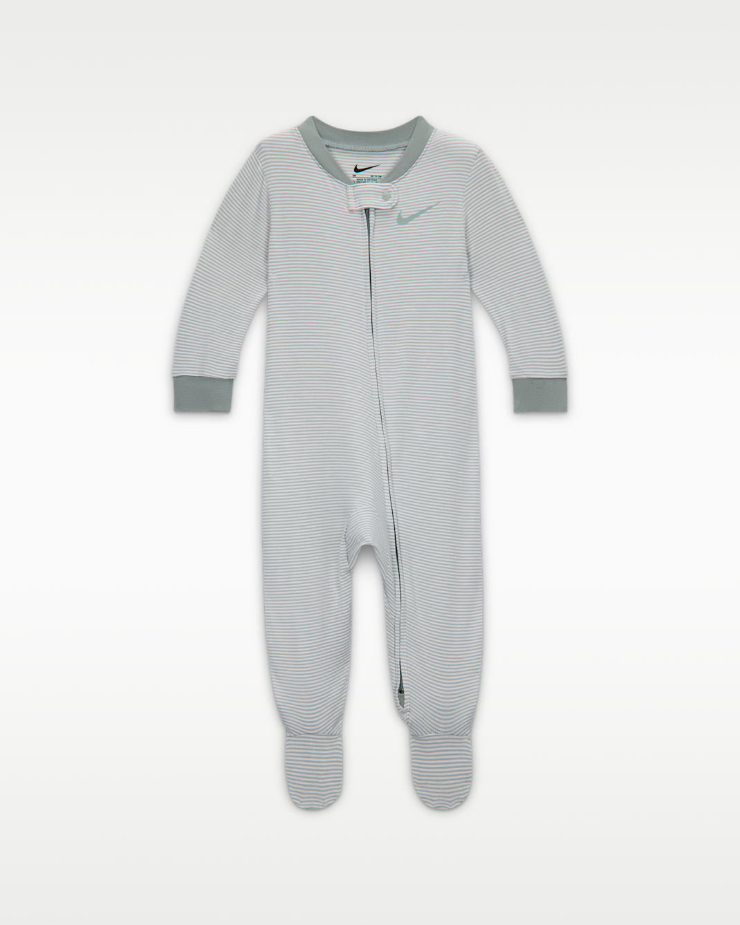 Nike Baby Striped Footed Coverall - Mica Green