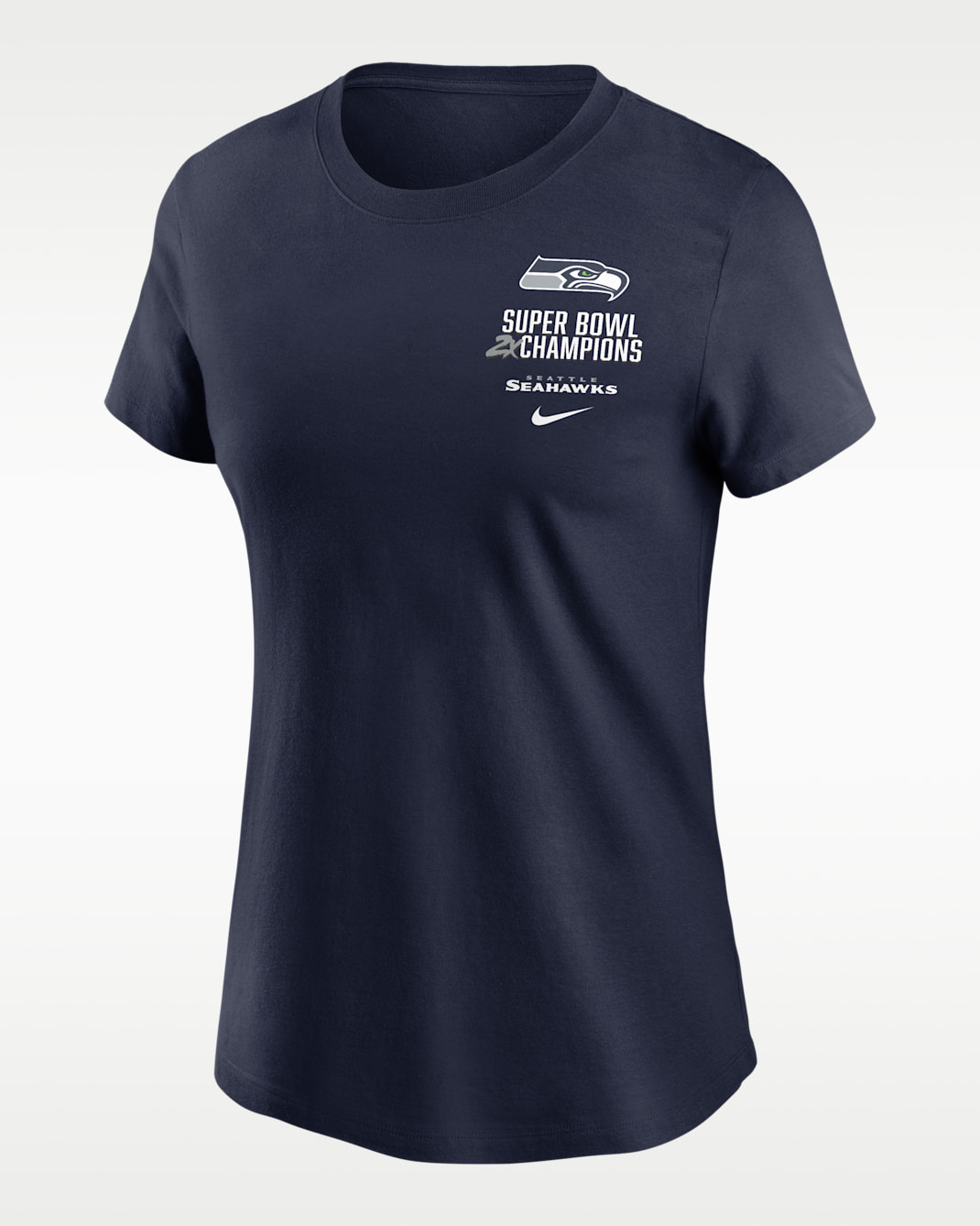 Playera Nike de la NFL para mujer Seattle Seahawks Super Bowl LX Champions Multi Ring - Azul marino universitario