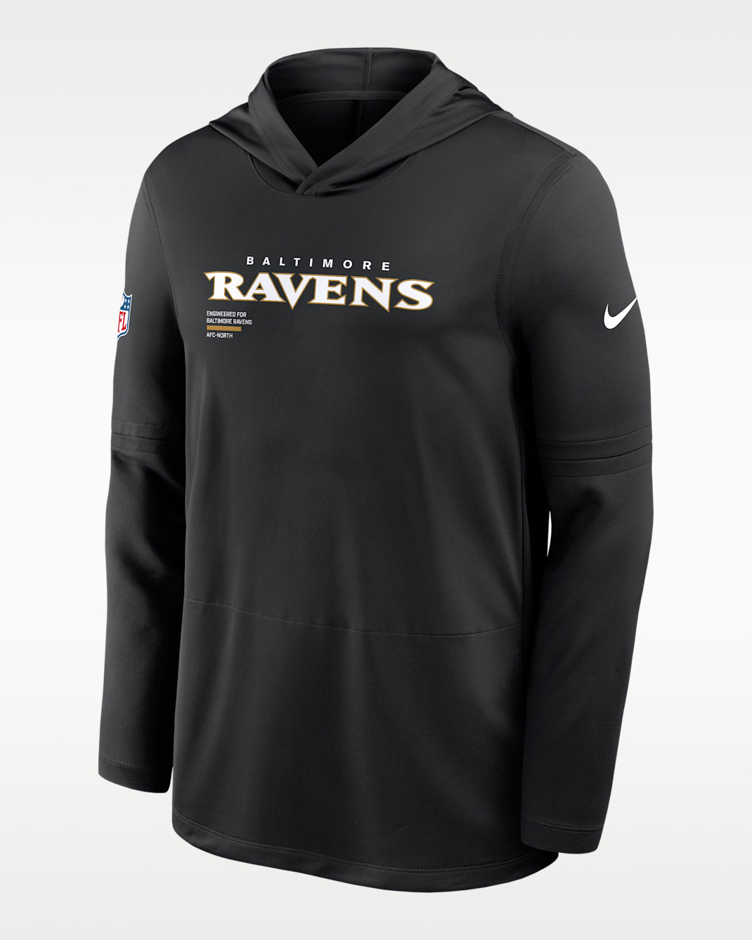 Baltimore Ravens Pure Fury Sideline Men's Nike Dri-FIT NFL Long-Sleeve Hooded Top - Black