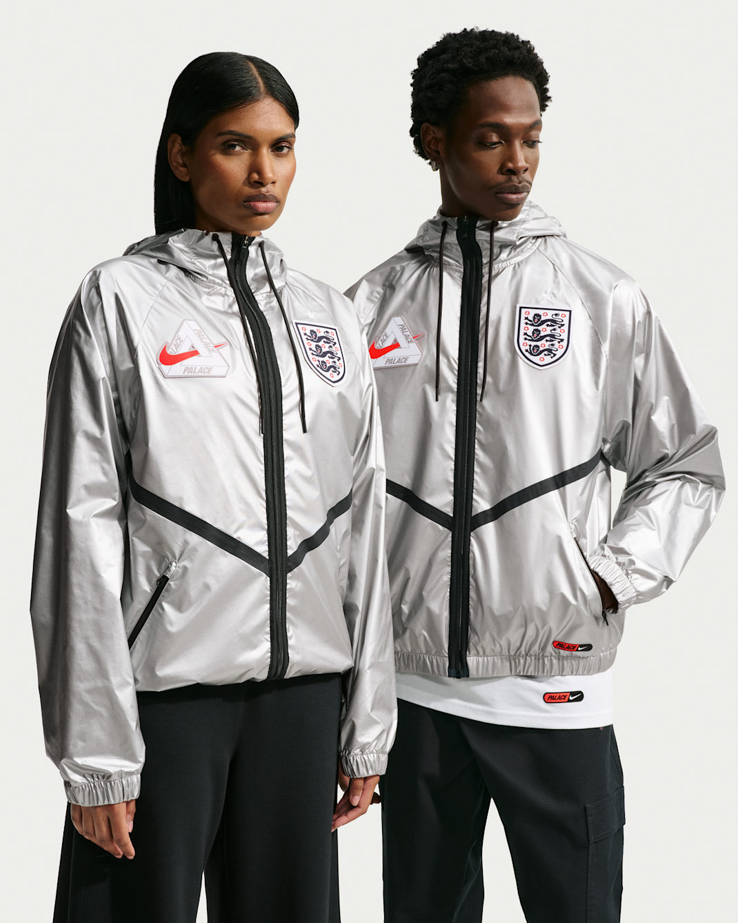 England x Palace Men's Anthem Jacket - Pewter Grey/Bright Crimson/Black/Bright Crimson