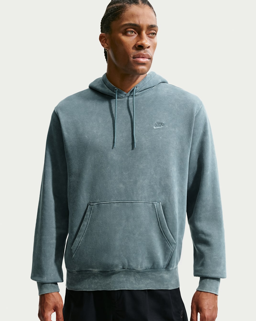 Nike Sportswear Club Men's Washed Fleece Hoodie - Mineral Slate/Mineral Slate
