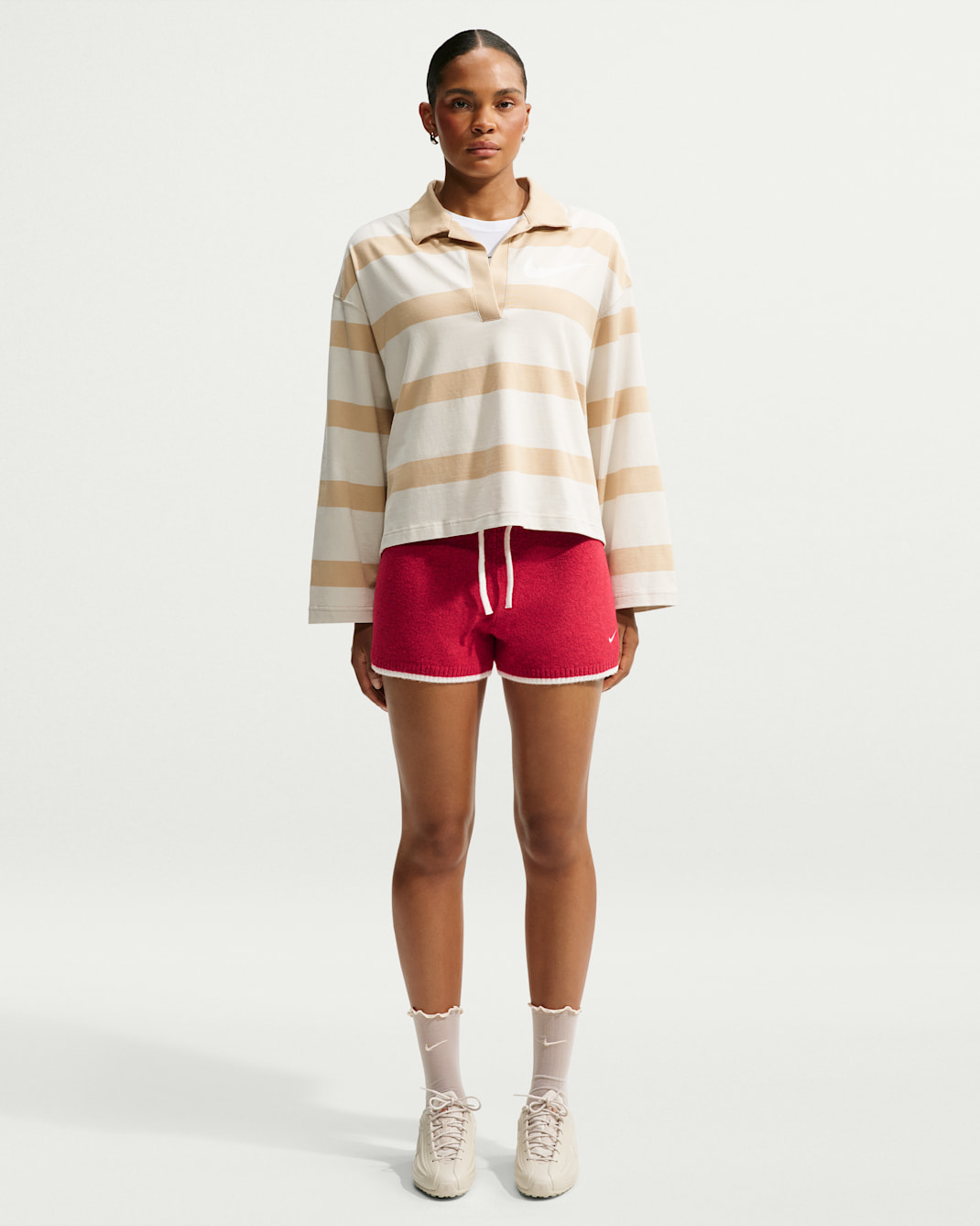 Nike Sportswear Chill Knit Women's Mid-Rise Shorts - Tough Red/White/White