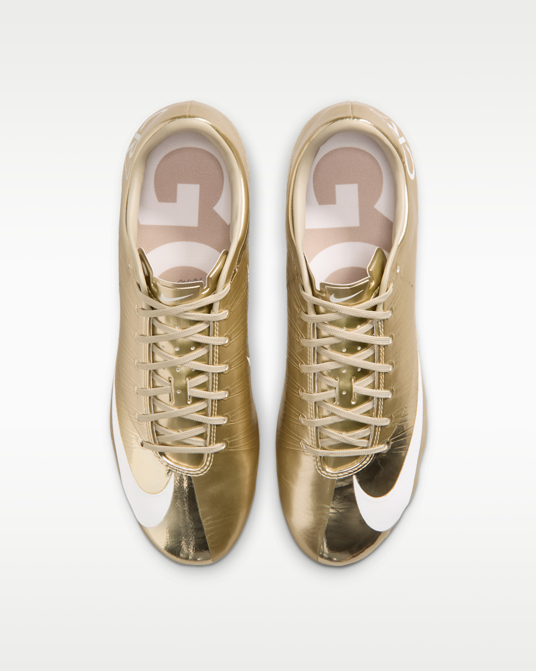 Cristiano Ronaldo x Nike Mercurial Superfly RGN Gold heel detail showing CR7 lateral branding