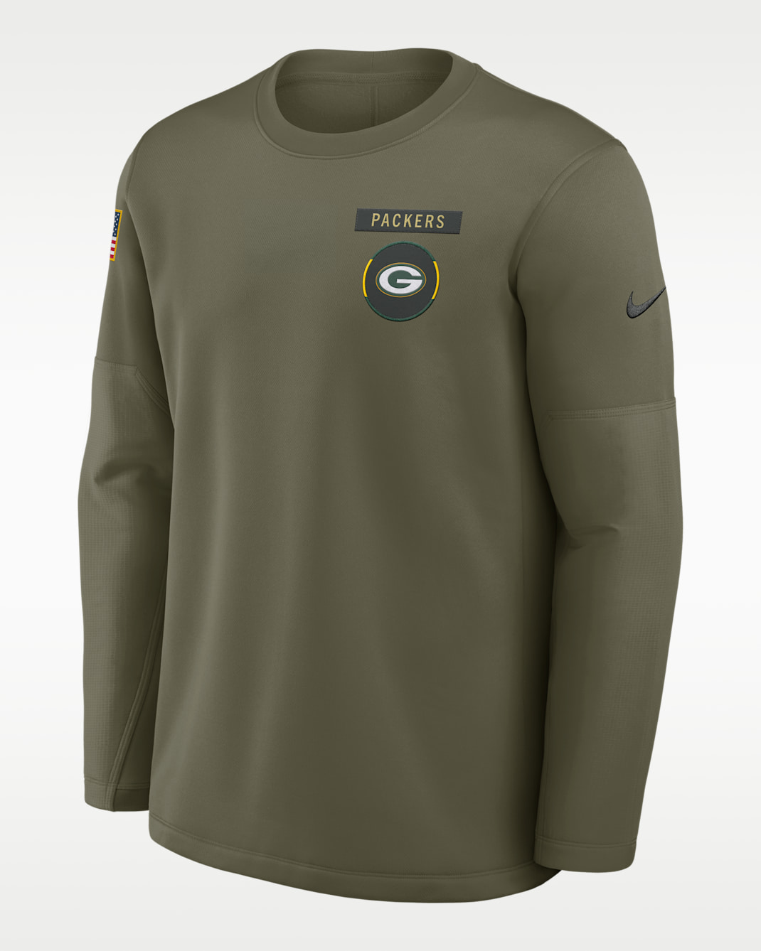 Green Bay Packers Salute to Service Sideline Triumphant Win Coach Men's Nike NFL Pullover Crew - Olive