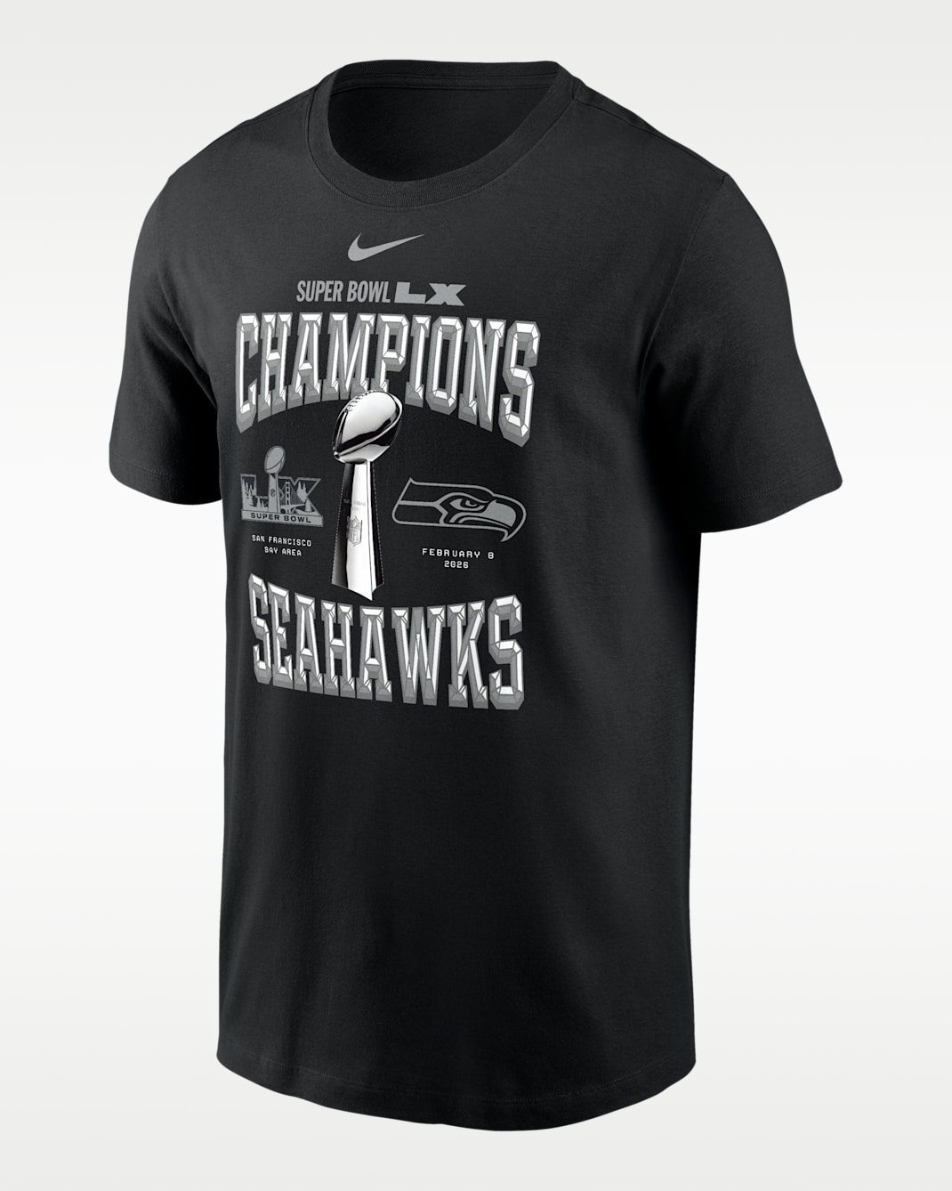 Seattle Seahawks Super Bowl LX Champions Trophy Collection Men's Nike NFL T-Shirt - Black