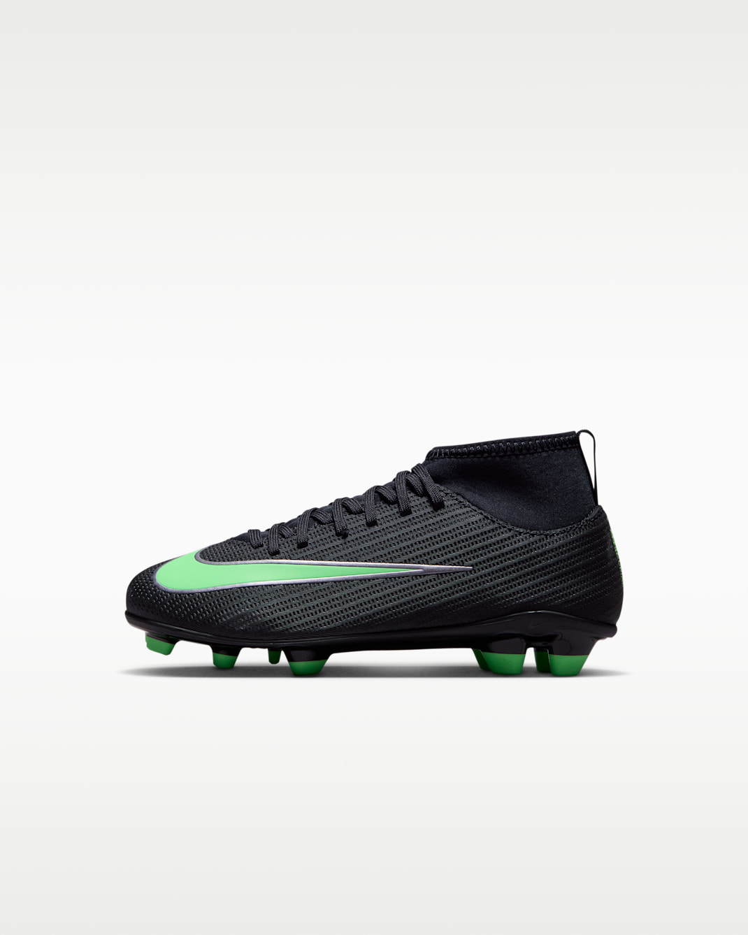 Nike Jr. Mercurial Superfly 11 Club Little Kids' Multi-Ground High-Top Soccer Cleats - Black/Black/Illusion Green