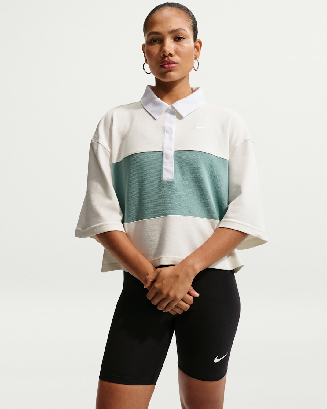 Maglia polo oversize a manica corta Nike Sportswear Heritage – Donna - Sail/Cannon/Bianco/Bianco