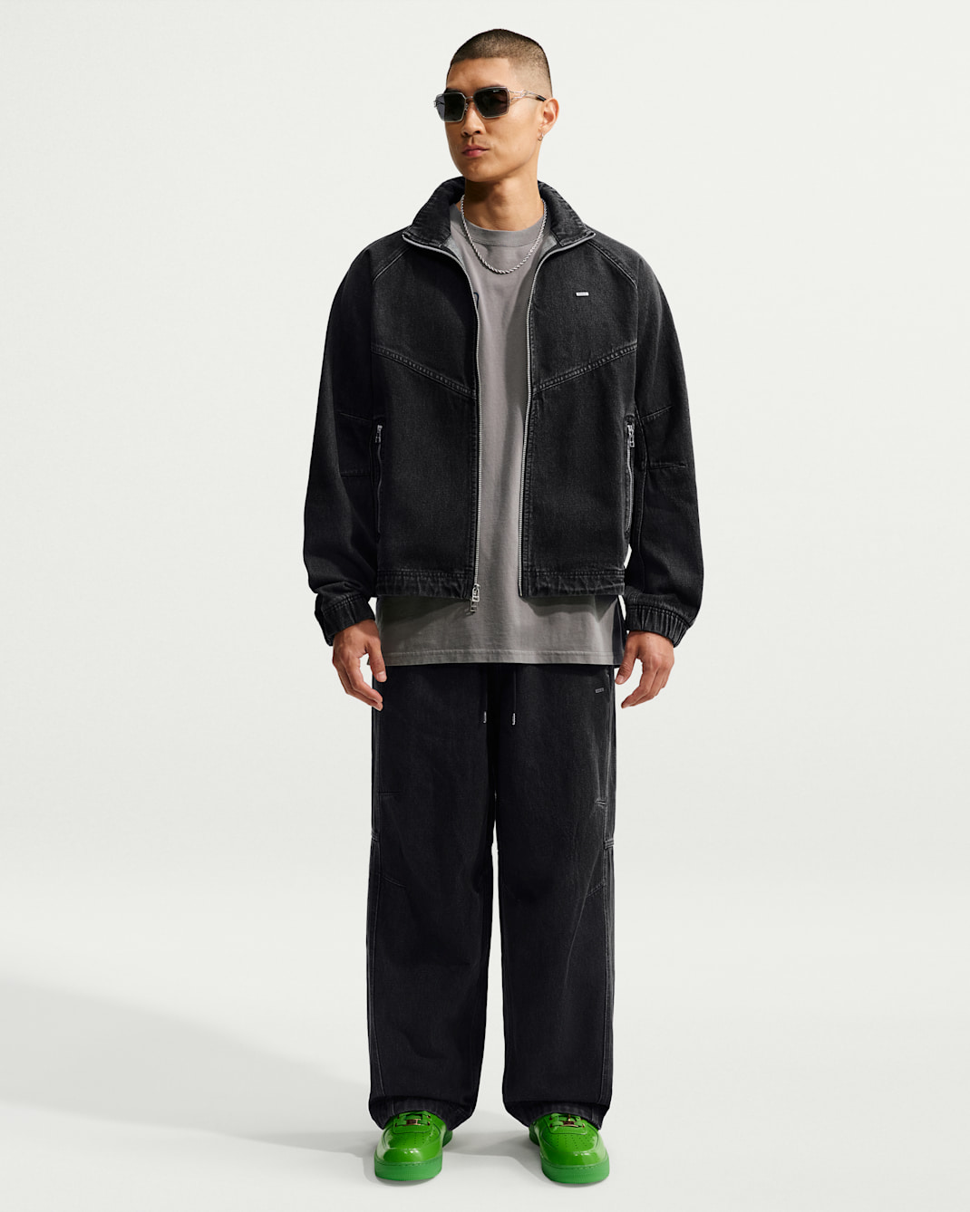 Nike Sportswear Men's Denim Tracksuit Bottoms - Black/Ice Silver