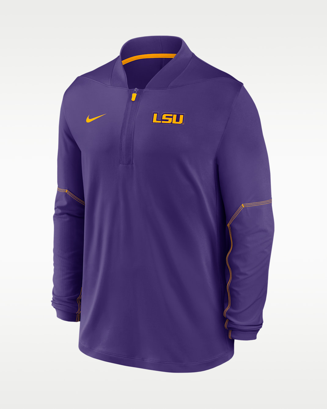 Sudadera universitaria Nike Dri-FIT de medio cierre para hombre LSU Sideline - Morado cancha/Oro universitario
