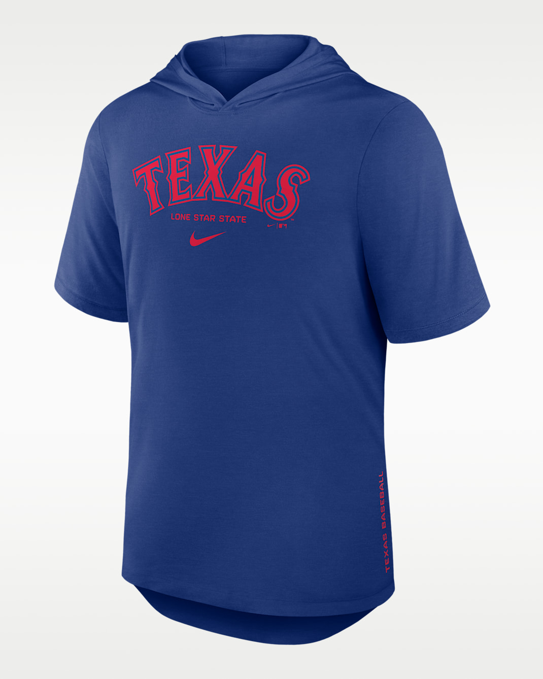 Texas Rangers Arched Wordmark Men's Nike Dri-FIT MLB Hooded T-Shirt - Royal