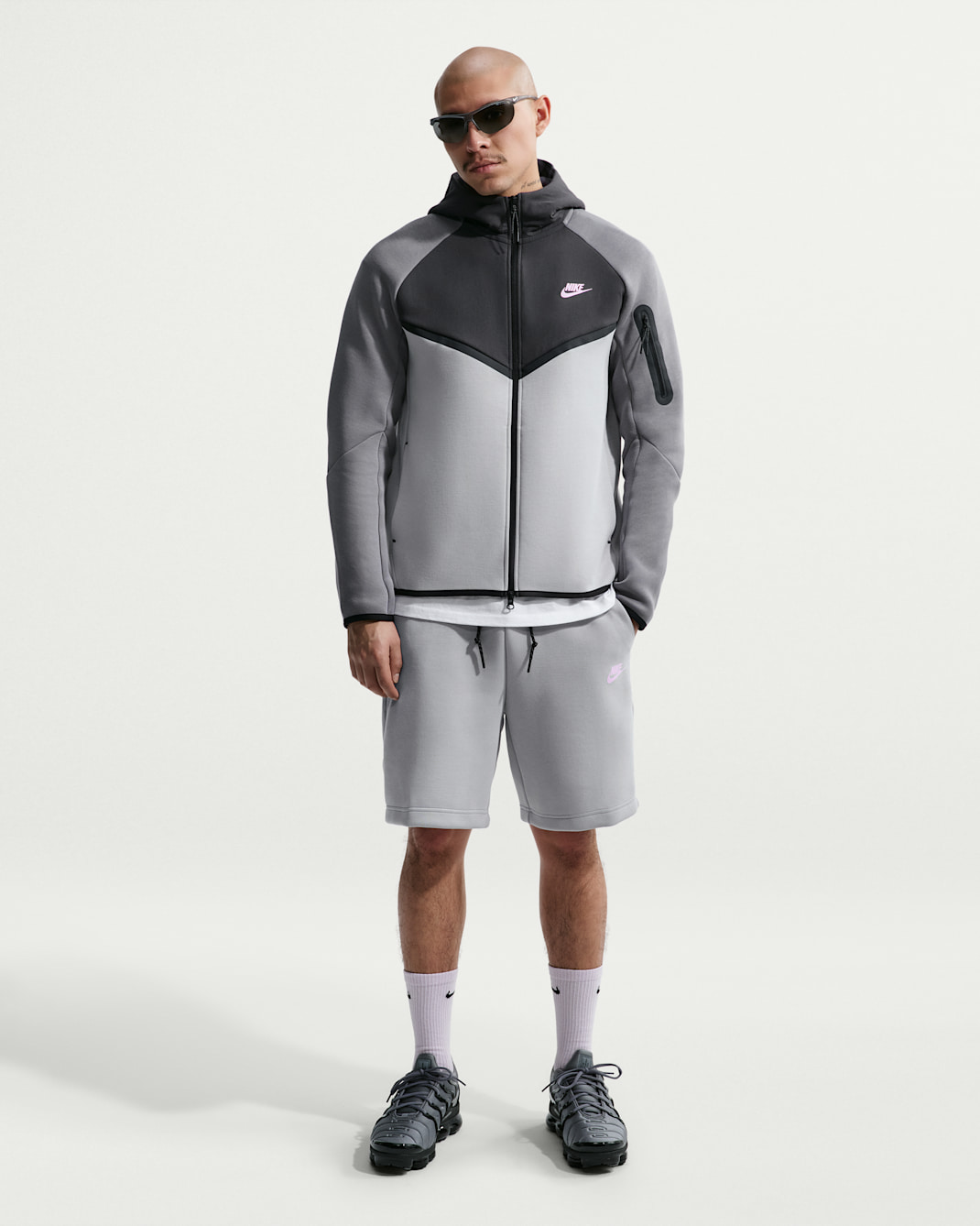 Shorts in fleece Nike Tech – Uomo - Light Smoke Grey/Pink Foam