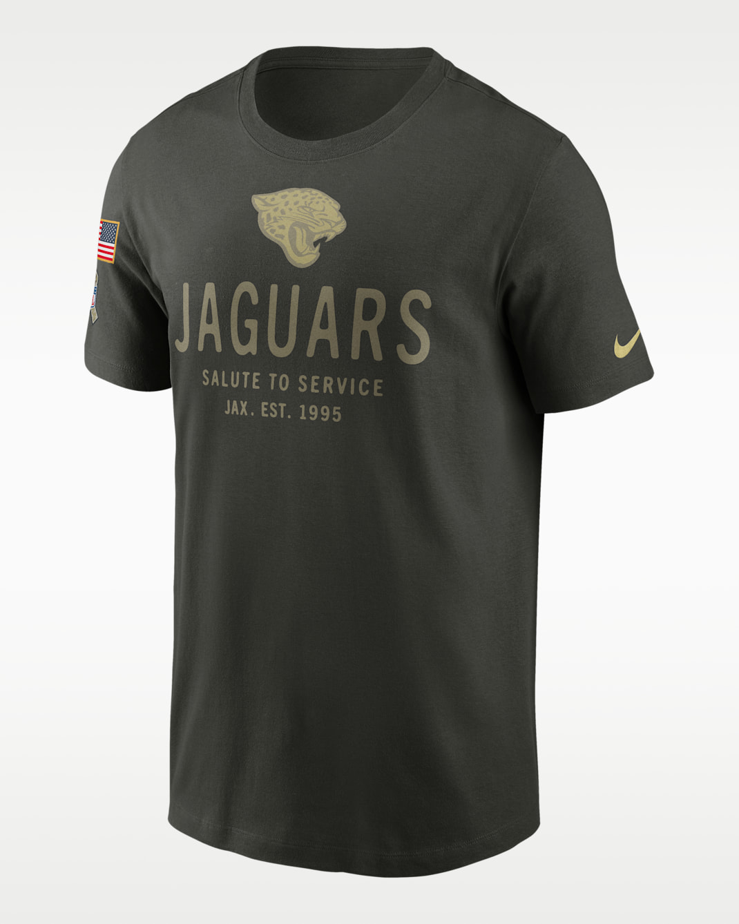 Jacksonville Jaguars Salute to Service Sideline Primary Edge Men's Nike Dri-FIT NFL T-Shirt - Forest Green