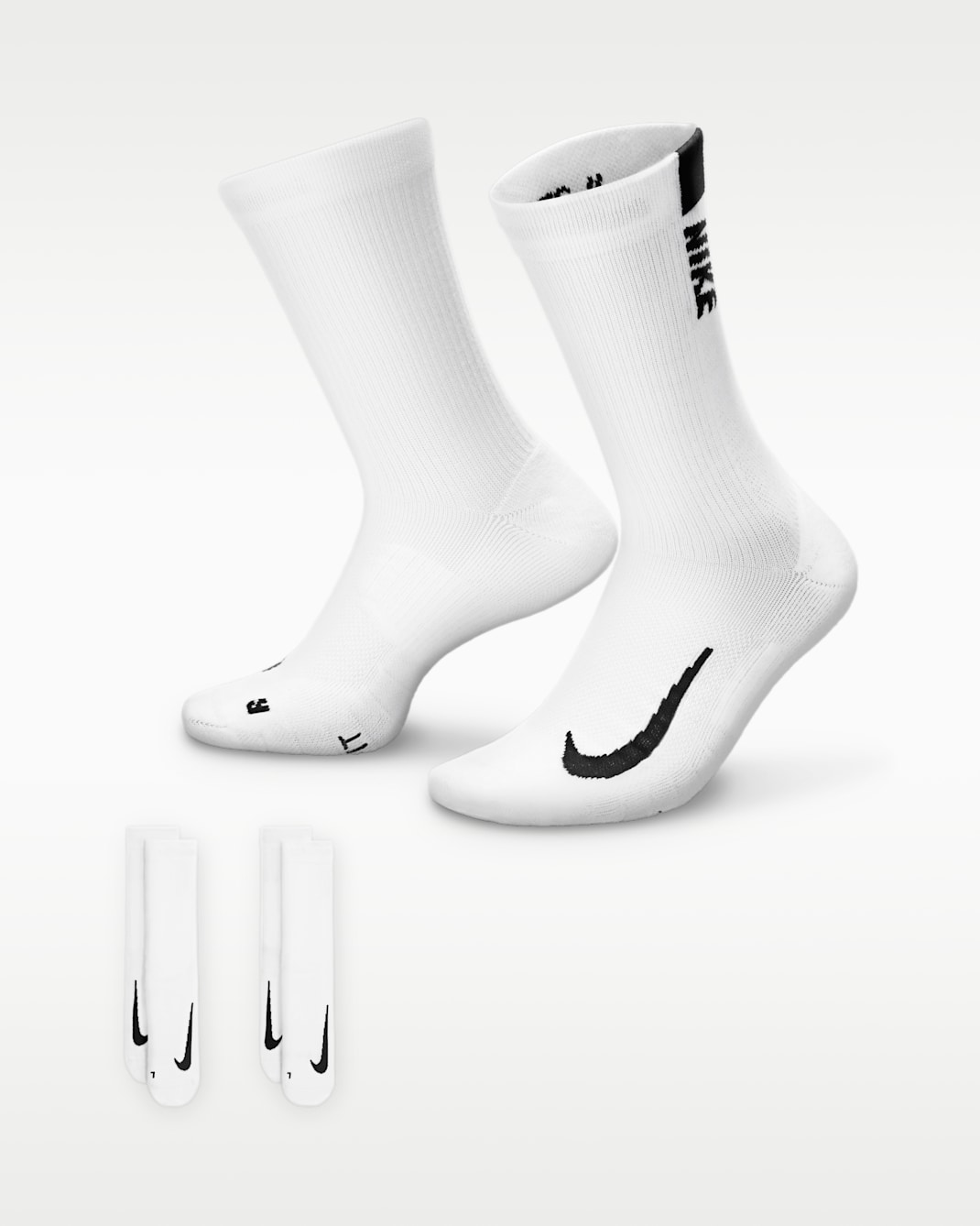 Nike Multiplier Crew Socks (2 Pairs) - White/Black