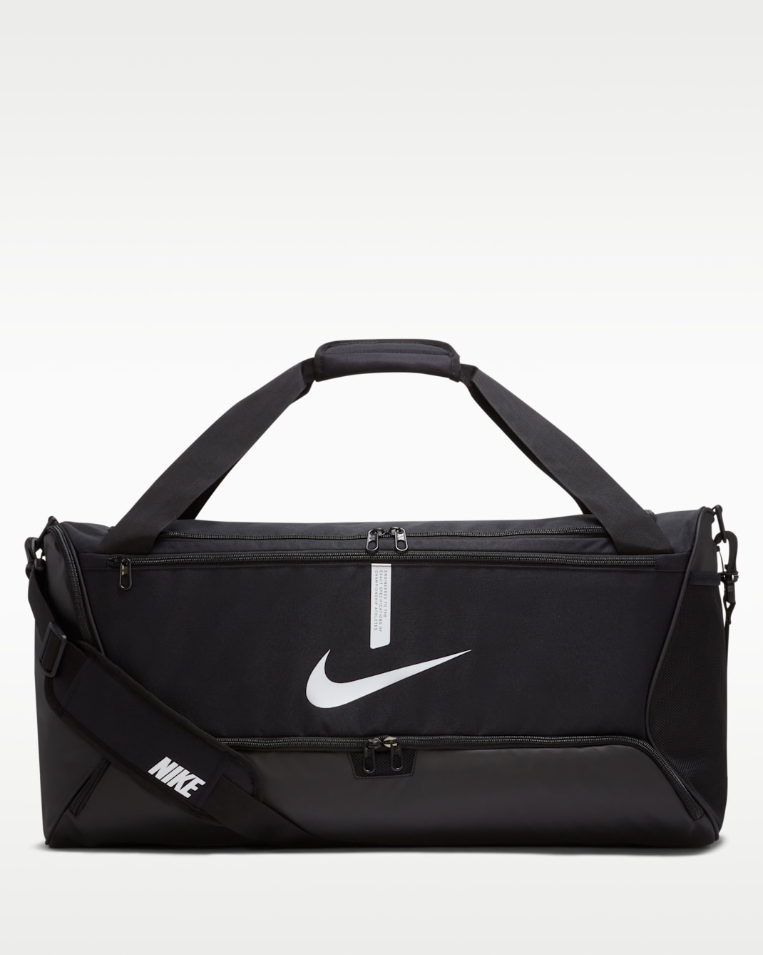 Nike Academy Team Football Duffel Bag (Medium, 60L) - Black/Black/White