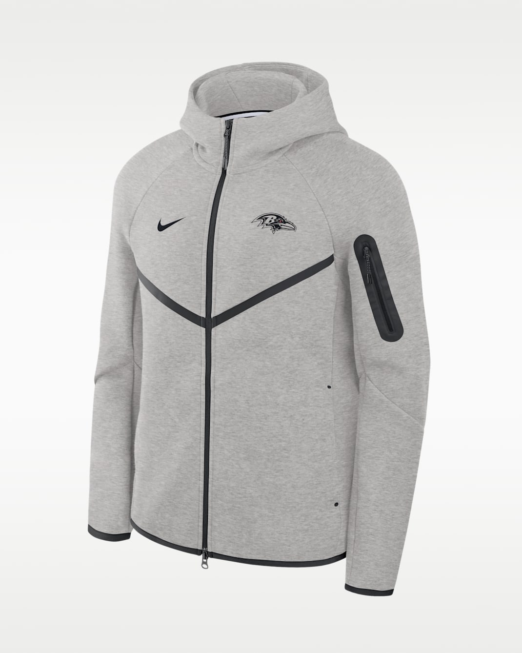 Baltimore Ravens Top Billing Tech Fleece Windrunner Men's Nike NFL Full-Zip Hooded Jacket - Grey Heather/Black