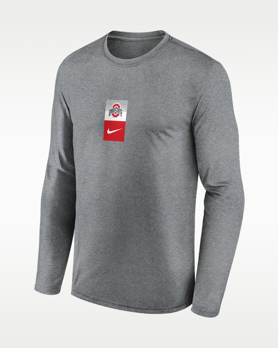 Playera de manga larga universitaria Nike Dri-FIT para hombre Ohio State Primetime Stack Legend - Gris jaspeado