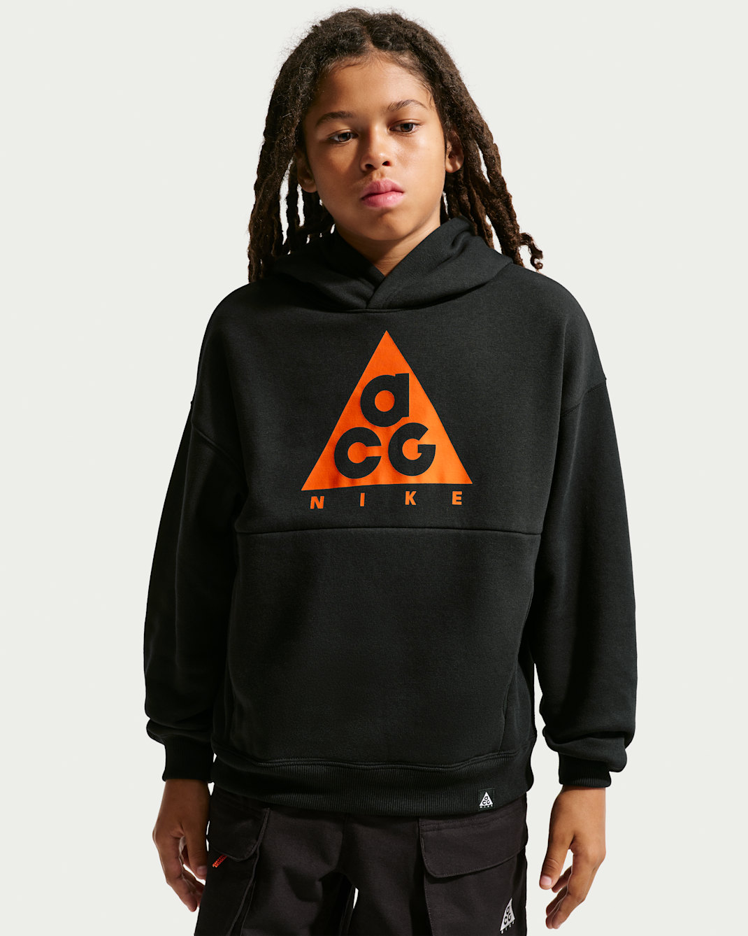 Nike ACG Big Kids' Fleece Hoodie - Black/Safety Orange