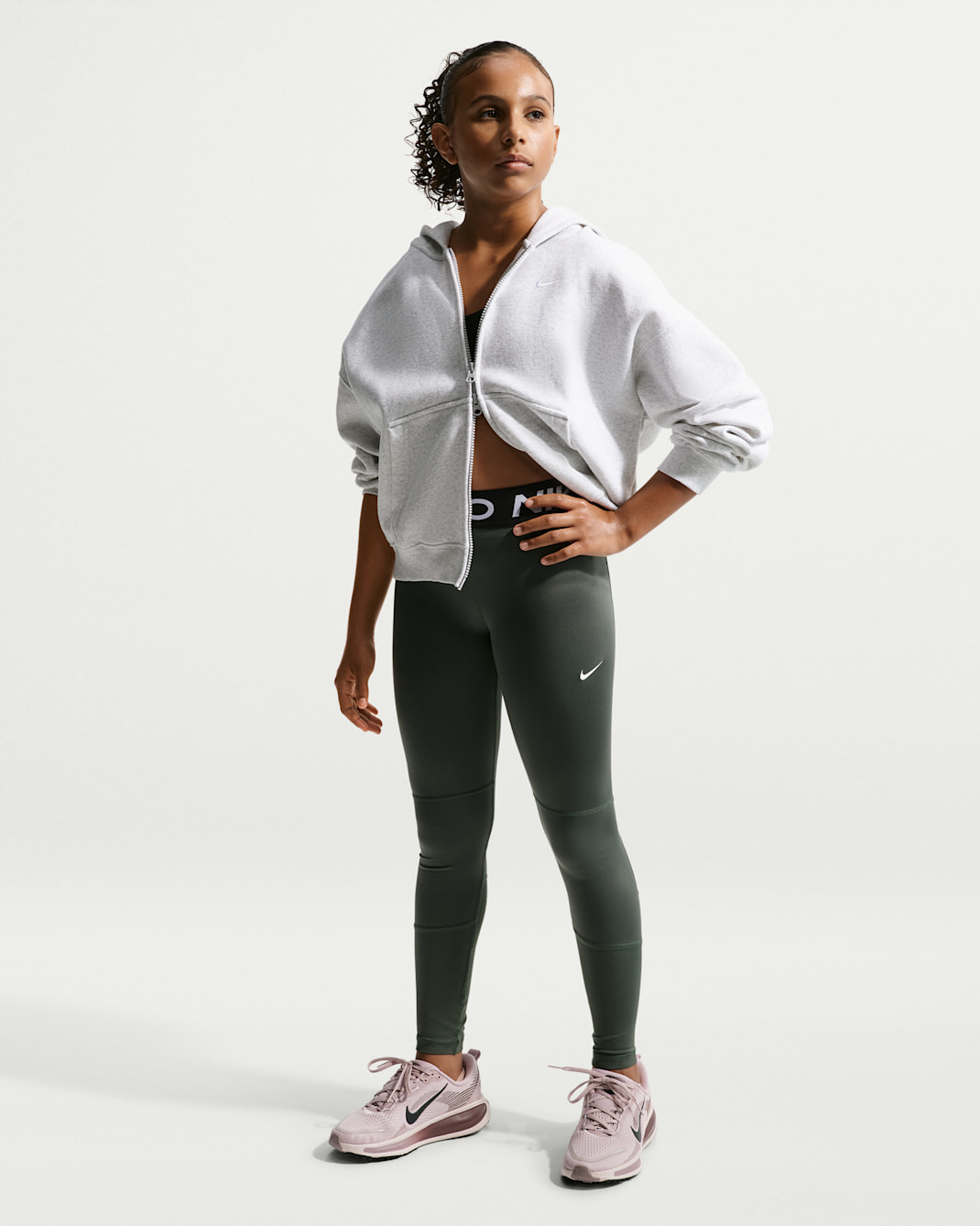 Nike Pro Dri-FIT Older Kids' (Girls') Leggings - Camo Green/White
